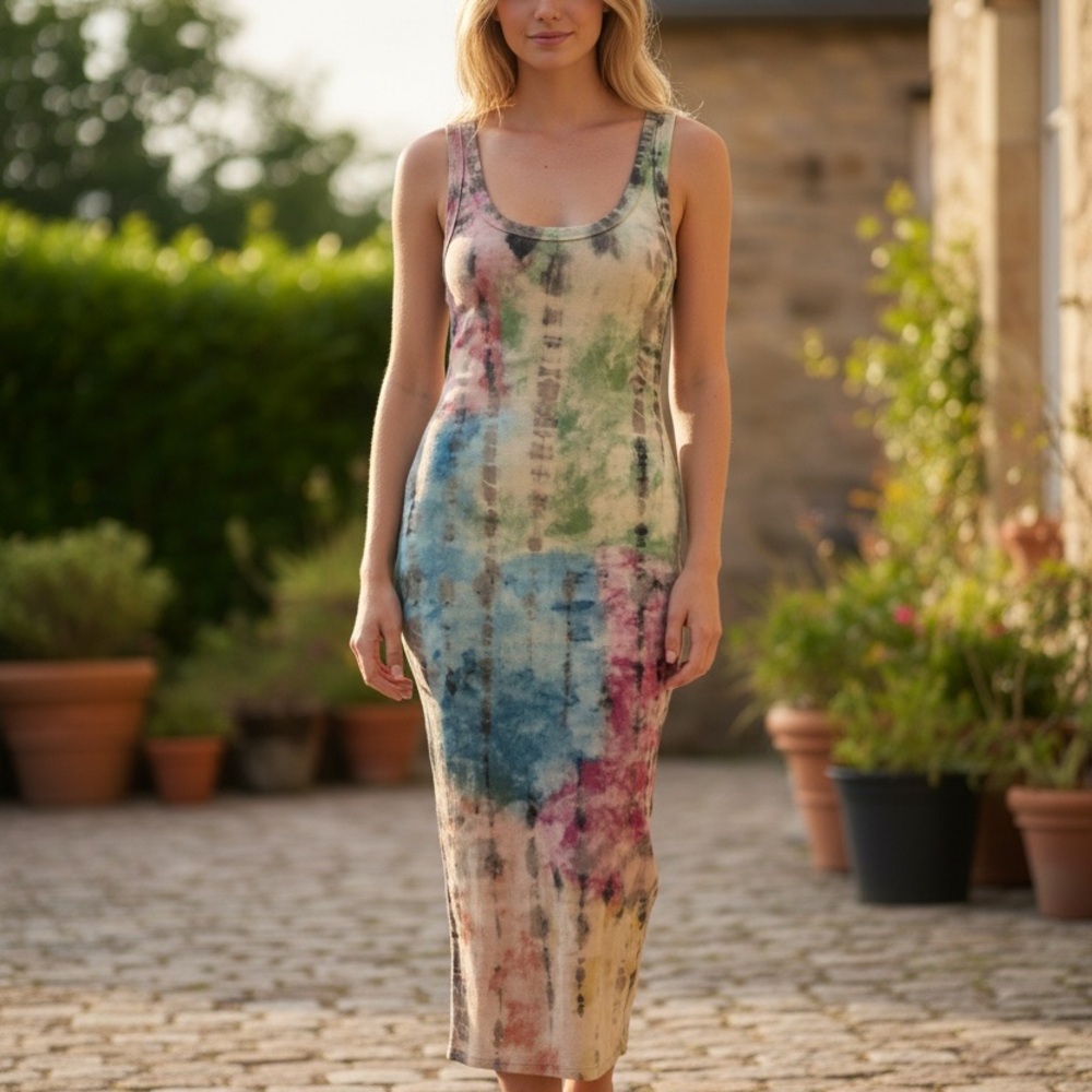 NWT Cotton Citizen Colorful Tie-Dye Midi Dress Size S